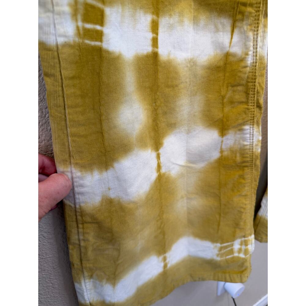 Rare Free People Gold We The Free Tie Dye Super Flare Pull On Corduroy Jeans 32 - Picture 8 of 12